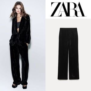 NWT ZARA WRINKLED VELVET PANTS ZW COLLECTION